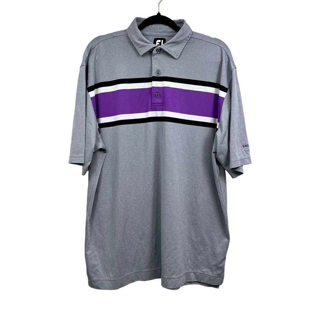 FJ Footjoy Mens Polo Shirt Collared Short Sleeve Eagle Brook Stitch Logo Sz XL*